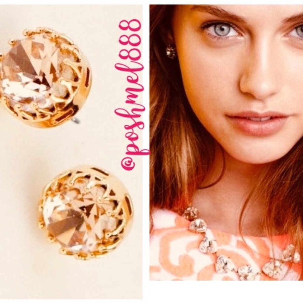 Stella & Dot | Sparkling Nancy Studs Gold & Peach Crystal